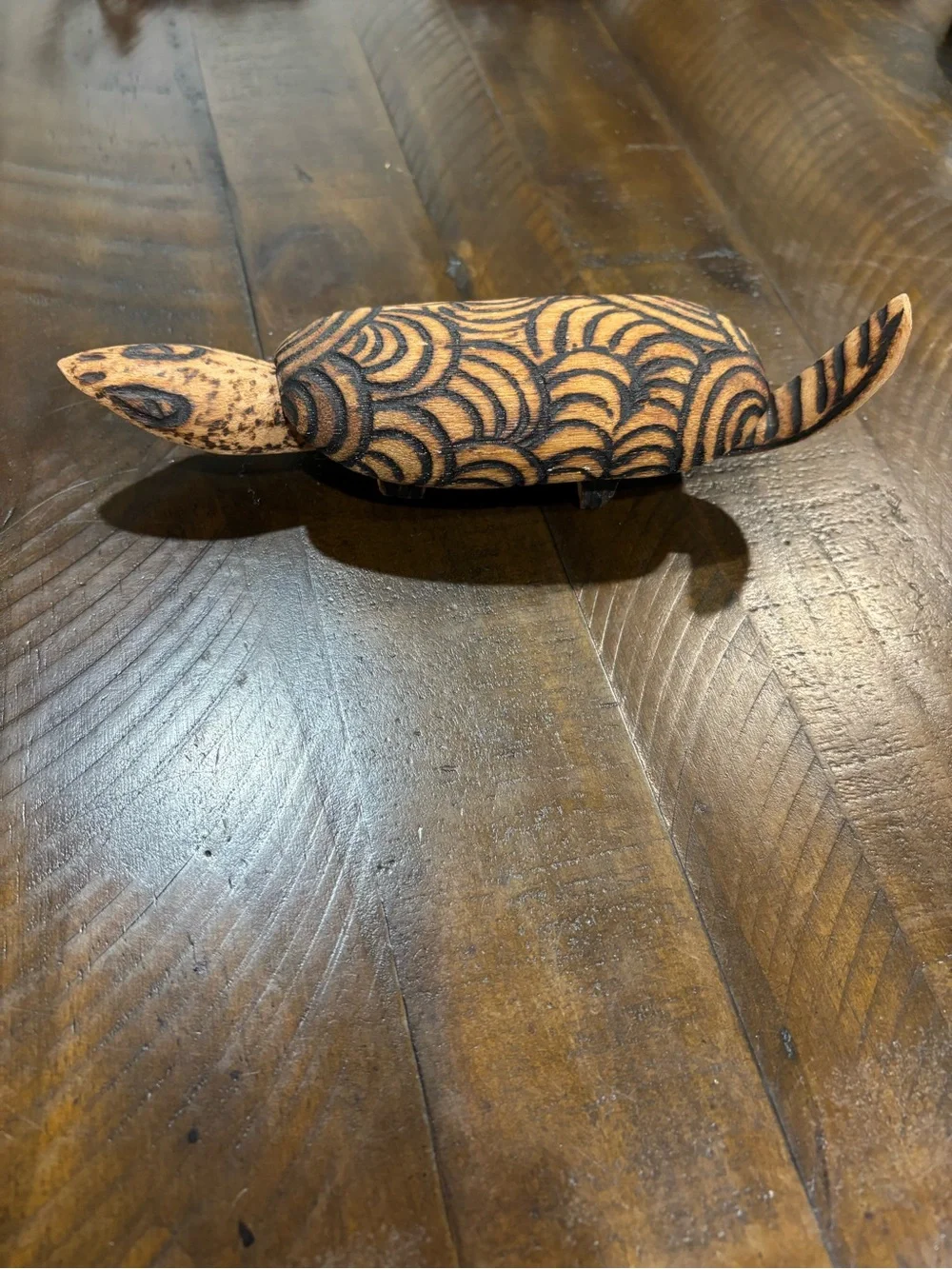Handcrafted Wooden Turtle Armadillo With Removable Shell
